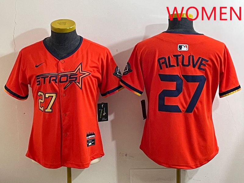 Women Houston Astros #27 Altuve Orange Three generations Joint Name 2025 Nike MLB Jersey style 4122